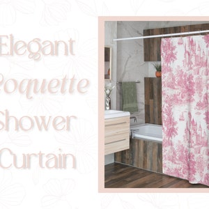 Coquette Shower Curtain, Coquette Bathroom Decor, Coquette Bathroom, Coquette Bath Decor, Coquette Decor, Coquette Aesthetic, Coquette Style