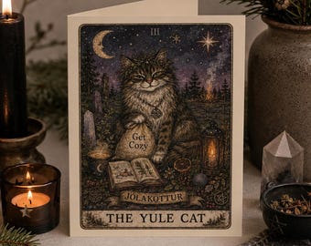 Yule Cat Greeting Cards Personalized Icelandic Christmas Card Nordic Folklore Holiday Yule Winter Solstice Alternative Christmas Card