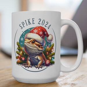 Custom Lizard Mom Beardie Dad Bearded Dragon Mug Personalized Lizard Mug Cute Beardie Dad Watercolor Lizard Christmas Mug Reptile Lover Gift