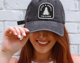 Stop and Smell The Pines Embroidered Vintage Cap Embroidery Forestcore Nature Lover Gift Gorpcore Pine Tree National Parks Appreciation