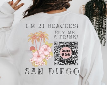 Custom I'm 21 Beaches Tropical Beach Sweatshirt Shirt 2004 2005 Kaufen Sie mir ein Getränk 21. Geburtstagsfeier Geschenk Personalisiertes BDay Tee Drehen