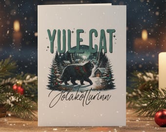 Yule Cat Christmas Cards Gothic Holiday Set Icelandic Folklore Art Winter Solstice Greeting Cards Fantasy Monster Christmas Gift
