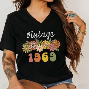 Vintage 1969 55th Birthday Unisex Jersey Short Sleeve V-Neck Tee Aged To Perfection Birthday Shirt Funny Birthday Gift Birthday Tee Unhinged