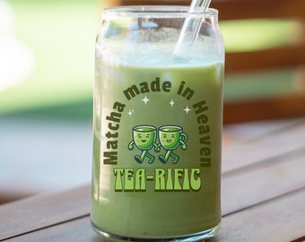 Matcha Made in Heaven beker Matcha mok Matcha cadeau Matcha minnaar cadeau Matcha glazen beker met rietje Matcha beker bierblikje glas kawaii 16oz
