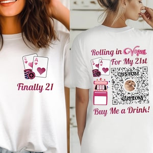 Viaje de grupo de chicas, cumpleaños número 21, rodando en Las Vegas, finalmente 21, camiseta 2003, invítame a una bebida, mi hija tiene 21 años, regalo de hermana, camiseta de cumpleaños personalizada
