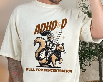 Mens ADHD & D Roll for Concentration Initiative Shirt Neuro Spicy ADHD Awareness Side Quest Unhinged Neurospicy Neurodiversity Shirt Humor