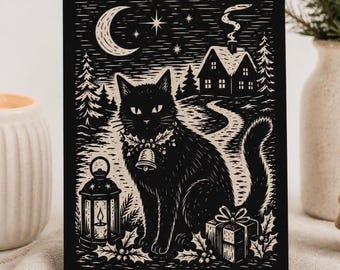 Yule Cat Christmas Cards Personalized Icelandic Christmas Card Nordic Holiday Folklore Yule Solstice Alternative Christmas Greeting Cards