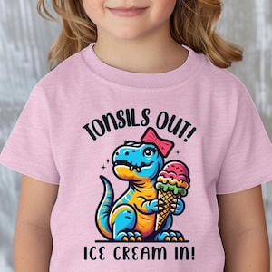 Mädchen Tonsils Out Eis in Dinosaurier Kinder Baumwolle Kleinkind T-shit Tonsillen Entfernung Tee Kinder lustige Dino Post-Tonsillektomie Genesung