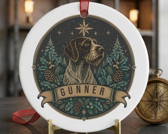2026 Dog Ornaments - WPG Dark sky Copy Personalized Wirehaired Pointing Griffon Ornament Hunting Dog Christmas Ornament Bird Dog Gift for Da