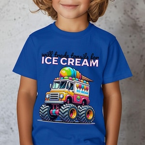 Will Trade Tonsils for Ice Cream Monster Truck Cotton Toddler Shirt Kids Tonsil Removal Tee Children&#39;s Truck Post-Tonsillectomy Recovery