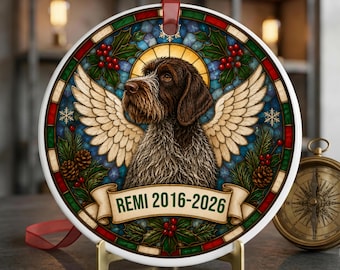 Personalized Wirehaired Pointing Griffon Memorial Ornament Dog Loss Gift Rainbow Bridge Pet Memorial Christmas Ornament