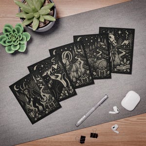 Yule Greeting Card Set Nordic Christmas Cards Krampus Mari Lwyd Yule Cat Yule Goat Hygge Holiday Cards Personalized Multi-Design image 2