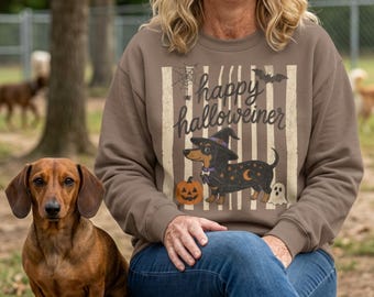 Halloweiner Lustiges Dackel-Halloween-Shirt Komfort Farben Weiner Hunde-Sweatshirt Gruselige Saison Hund Mama Geschenk Herbst Kürbis T-Shirt