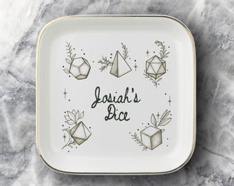 Personalized Dice Tray Nerdy Bachelor Gift Custom Name TTRPG Dice Holder Game Master Gift Dungeon Master Trinket Dish Tabletop Gamer