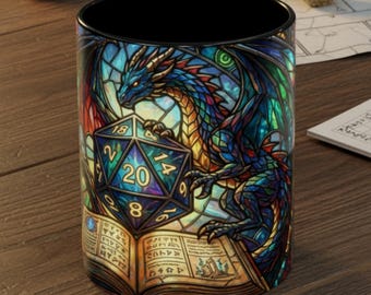 Taza para amantes de los dragones, regalo fantástico, taza de café para nerds, para gamers o game masters, regalo único de cumpleaños o aniversario, acogedor para el Día del Padre.