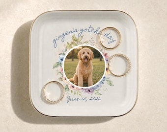 Personalized Gotcha Day Pet Dish Custom Pet Photo Dog Adoption Gift Rescue Dog Keepsake Pet Mom Gift Adoption Anniversary Jewelry Trinket Tr