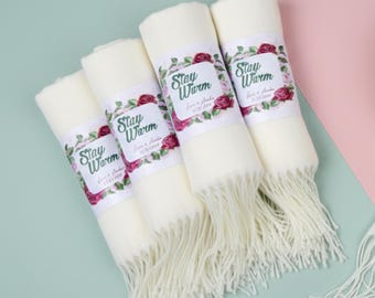 Ivory Pashmina Shawl, Wedding Favors Shawl for Guests in Bulk, Bridal Shower Favors, Fall Wedding Favors