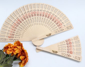 Palm Personalized Hand Fan, Traditional Wooden Fans, Wedding Favors For Guests, Engraved Hand Fan, Wedding Favors, Bridal Shower Favors, CA