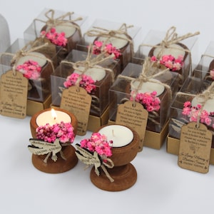 50 pcs Personalized Memorial Candle Favors: Dried Flowers, Sympathy Gift (Bulk)