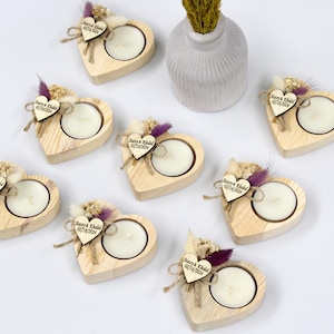 Portacandele a forma di cuore in legno per bomboniere, candele per matrimonio personalizzate, portacandele in legno per lumini, bomboniere per ospiti, bomboniere rustiche, regalo