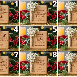 Christmas Candle Favors, Custom Coworker Favors in Bulk, Holiday Thank You Gift, Rustic Holiday Favor, Engraved Tealight Holder, Xmas Gifts image 5