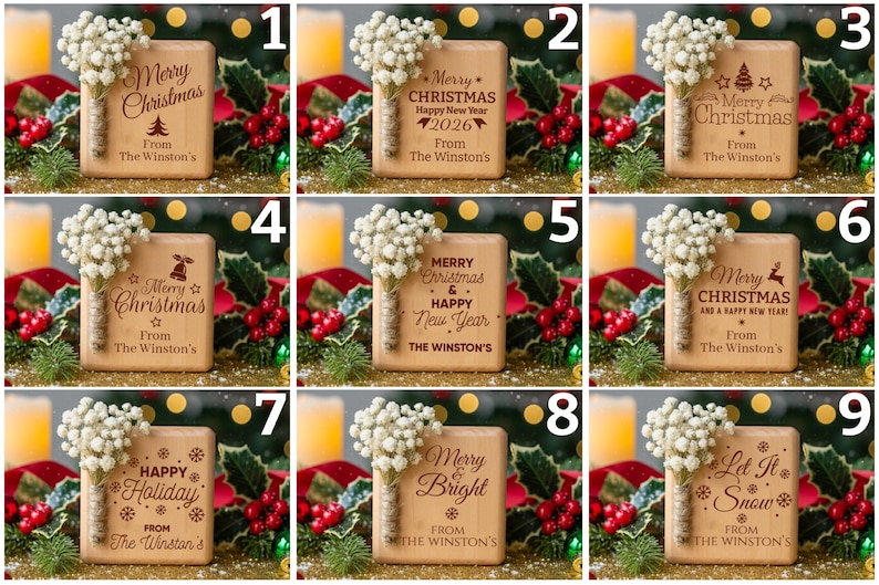 Christmas Candle Favors, Custom Coworker Favors in Bulk, Holiday Thank You Gift, Rustic Holiday Favor, Engraved Tealight Holder, Xmas Gifts image 5
