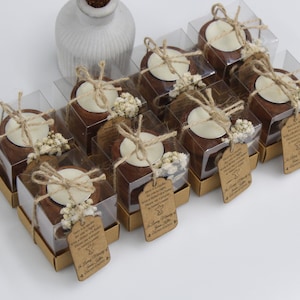 Personalized Memorial Candle Favors: Dried Flowers, Sympathy Gift (50 pcs)