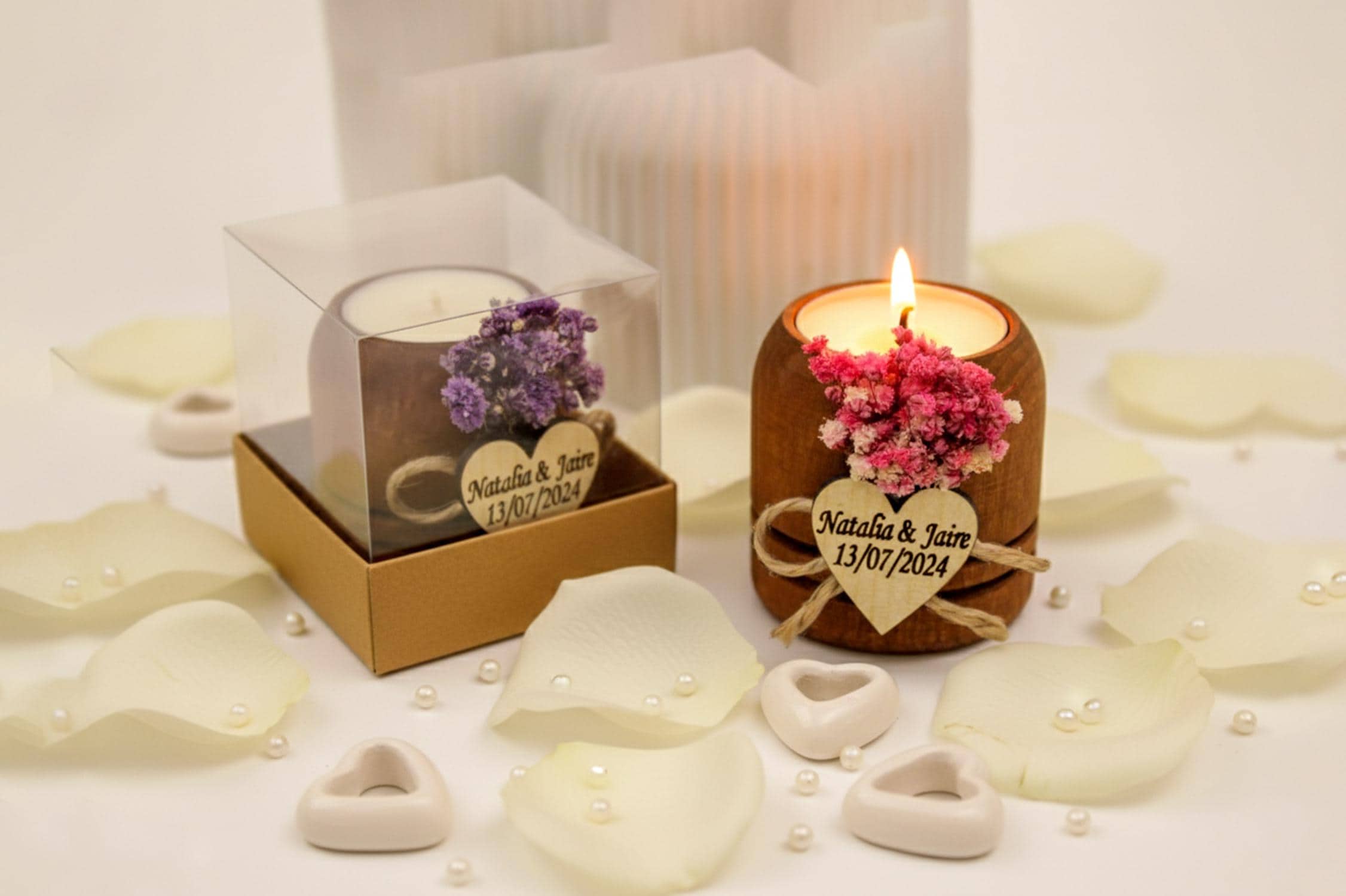 Custom Wedding Favor Candles - Personalized Rustic Tealight Holders Custom Wedding Favor Candles - Personalized Rustic Tealight Holders