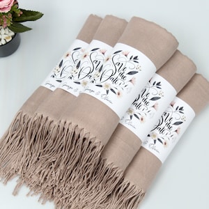 Mokka pashmina-sjaal, trouwbedankjes sjaal voor gasten in bulk, vrijgezellenfeest gunsten, herfst trouwbedankjes