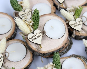 100 pcs Personalized Tealight Holder, Wedding Favors for Guest in Bulk, Rustic Wedding Favors, Bridal Shower Favors, Candle Wedding Favors