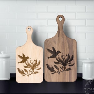 Hummingbird Magnolia Paddle Cutting Board, Charcuterie Board, Kitchen Decor, Gift for Mom, Housewarming Gift, Hummingbird Lover Gift