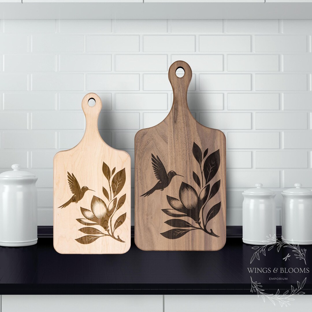 Hummingbird Magnolia Paddle Cutting Board, Hummingbird Kitchen Decor ...