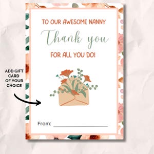 Cadeau pour nounou, cadeau de remerciement pour nounou, cadeau de remerciement pour nounou, carte-cadeau pour nounou, joli cadeau pour nounou, cadeau pour nounou
