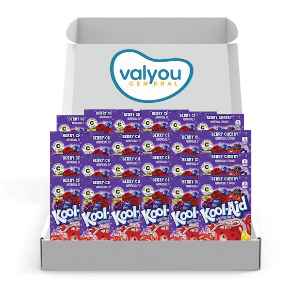 48 Packs (Full Box) | Kool-Aid Berry Cherry Powdered Soft Drink Mixes | Koolaid, Kool Aid, Drink Mix, Beverage Mix, Koolaid Fruit Juice