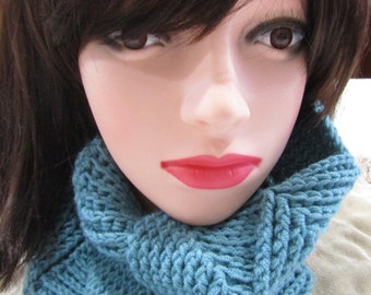 Hand crocheted teal neck warmer cowl.  Made with acrylic yarn for easy care.  Very soft and warm.