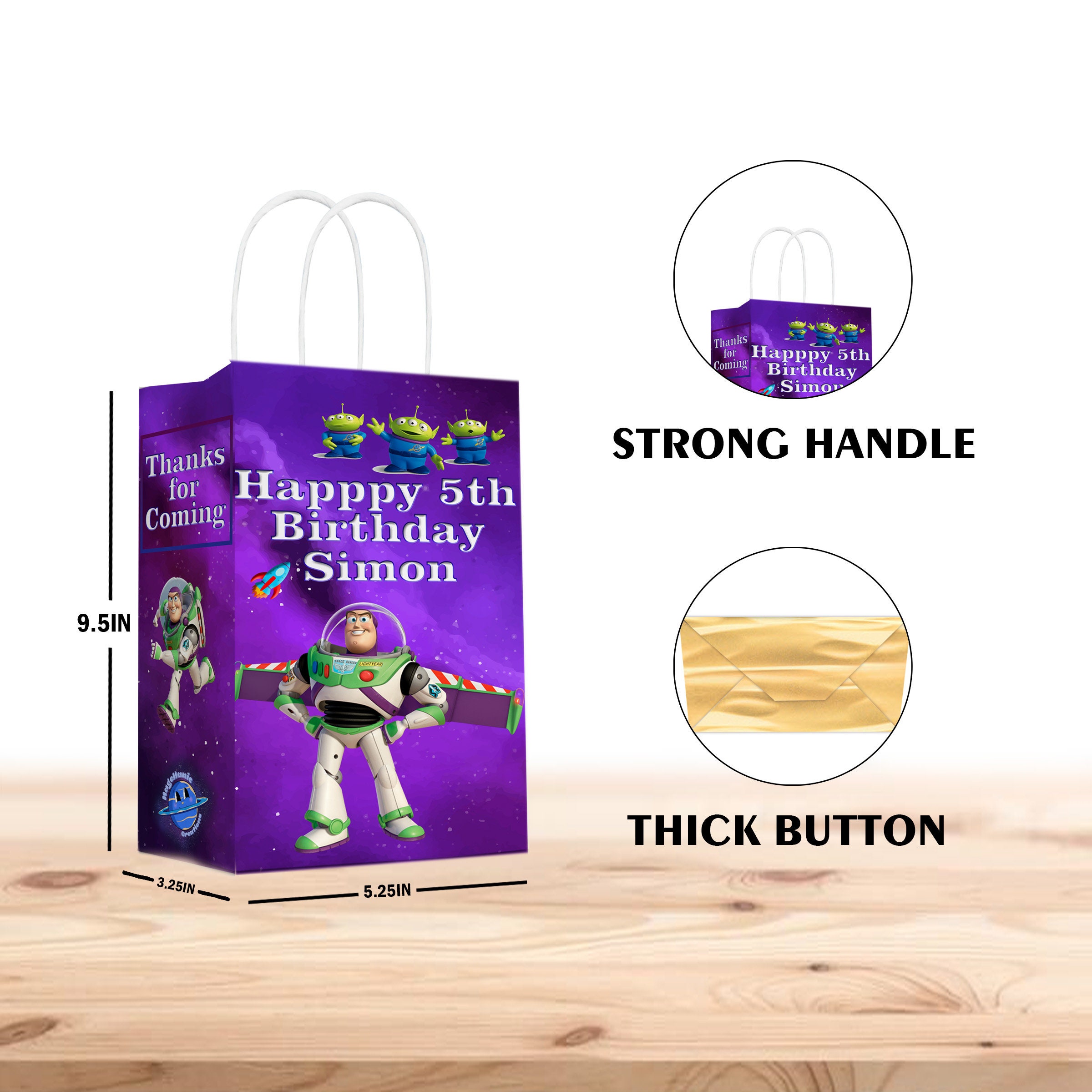 Buzz Lightyear Birthday Gift Favor Bags With Handles - 12pack ...