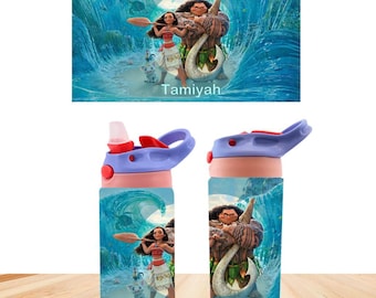 Vaiana Anpassad Barn Vattenflaska Personlig Med Namn Småbarn Isolerad Tumbler 12oz