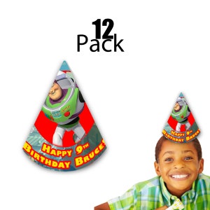 Toy Story Birthday Party Hats for Kids - 12Pack – Customizable with Name and Age | Personalized Kids Party Supplies and Favors
