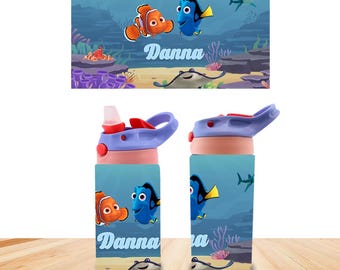 Hitta Nemo och Dory Anpassad Barn Vattenflaska Personlig Med Namn Småbarn Isolerad Tumbler 12oz