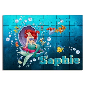Little Mermaid Custom Jigsaw Puzzle for Kids with Name - 30pcs | 7.5x9.5in | Gifts and Toys for Kids, Princesses Jigsaw Puzzle