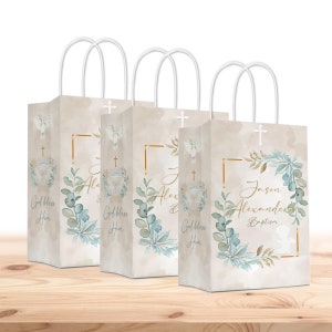 Bolsas para lembrancinhas de batismo | Pacote de 12 | Personalizável com nome | Sacola para presente de primeira comunhão, Mi Bautizo, lembrancinhas de batismo