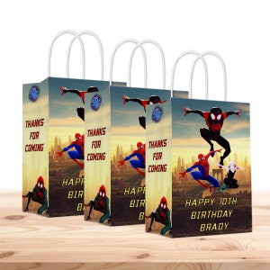 Spiderman Gift Favor Bags for Kids - 12pack - Customizable with Name and Age | Spiderverse Birthday Party Supplies