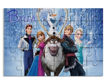 Princess Frozen Jigsaw Puzzle with Name - 30pcs | 7.5x9.5in | Jigsaw Puzzle for Kids Party Favors and Gifts