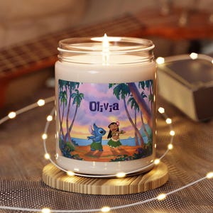 Lilo & Stitch Scented Candle with Name - Lilo and Stitch Scented Candle, Perfect Gift for Kids, Room Decor, Birthday Surprise, Free Shipping