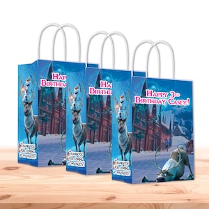 Olaf Gift Favor Bags | 12-Pack | Frozen, Olaf Party Decor and Party Supplies | Customizable with Name and Age