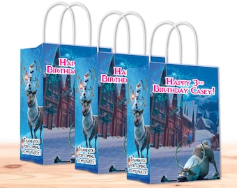 Bolsas de regalo de Olaf / Paquete de 12 / Frozen, decoración y artículos para fiestas de Olaf / Personalizables con nombre y edad