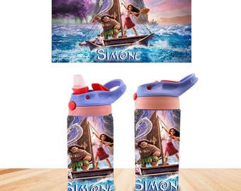 Moana 2 Custom Kids Steel Water Bottle Personalized with Name - Toddler Insulated Tumbler 12oz