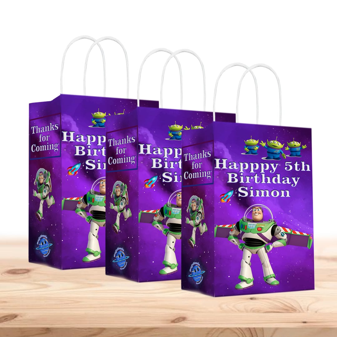 Buzz Lightyear Birthday Gift Favor Bags With Handles - 12pack ...