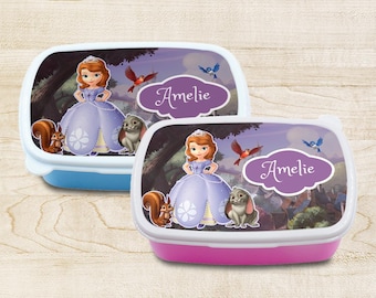 Princess Sofia Custom Kids Lunch Box for School with Name - Picnic Personalized Snack Container -  Kids Back to School Essentials