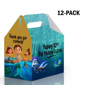 Luca Birthday Gable Candy Box - 12Pack - 4.4x4.5x3in - Customizable with Name and Age – Luca Party Favors and Supplies